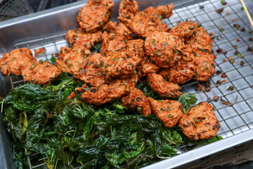 Thai Fish Cakes (Tod Mun Pla) on a Tray.