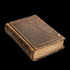 Obraz premium Ancient book with leather binding, showcasing worn cover and aged pages, evokes sense of history and nostalgia. Perfect for collectors and enthusiasts of vintage literature