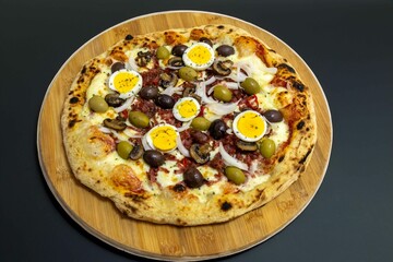Original Brazilian pizza with olives, mushrooms, grated pepperoni, onion, red pepper, oregano and extra virgin olive oil
