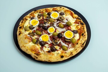 Original Brazilian pizza with olives, mushrooms, grated pepperoni, onion, red pepper, oregano and extra virgin olive oil