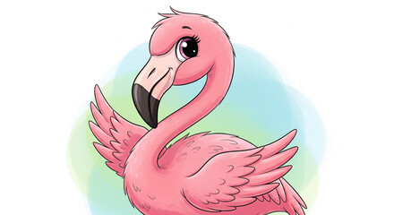 pink bird with a flower