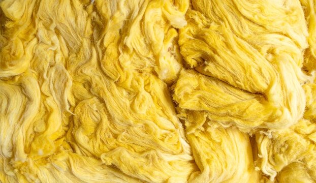 yellow rockwool insulation batts texture glass wool closeup background