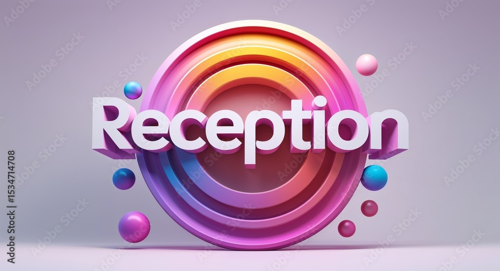 Fototapete reception text digital graphic 3d text contrast circular gradient design on plain white background