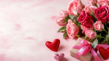 Handmade Valentine Display with Roses and Hearts