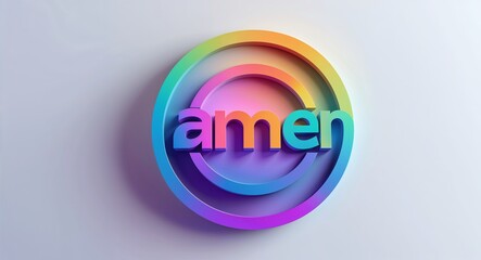 Fototapeta premium amen text digital graphic 3d text contrast circular gradient design on plain white background