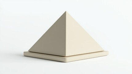 3D render of a ceramic pyramid sculpture on white background