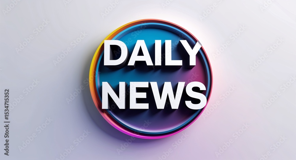 Fototapete daily news text digital graphic 3d text contrast circular gradient design on plain white background