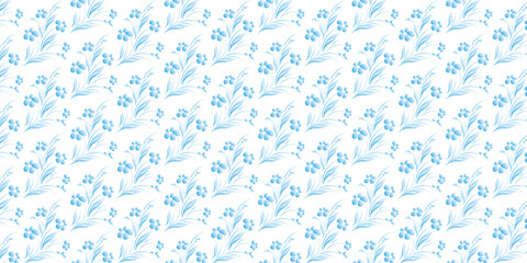 Hand drawn watercolor winter seamless pattern with plant. Botanic illustration.