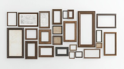 3D render of a gallery frame wall art collage on white background