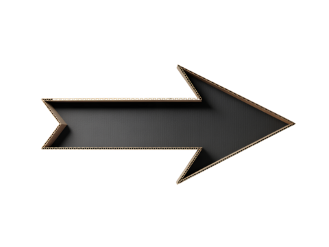 Black cardboard arrow transparent PNG 3d rendered paper direction signal pointer or indicator - Powered by Adobe