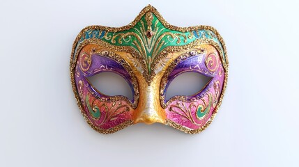 3D render of a Mardi Gras mask decor piece on white background