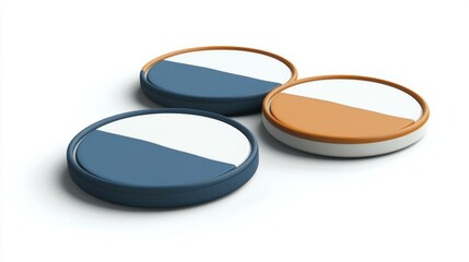 3D render of a modern coaster set in abstract shapes on white background