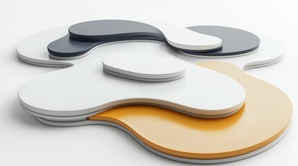 Obraz premium 3D render of a modern coaster set in abstract shapes on white background