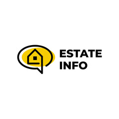 Fototapeta premium bubble chat real estate logo, chat house logo design template