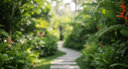 Fototapeta premium Exploring a serene garden pathway lush nature oasis tranquil environment peaceful escape