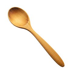 Wooden spoon with a rounded bowl and slender handle against a black background