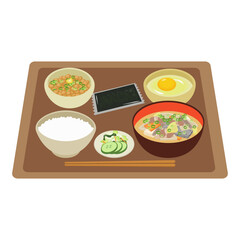 納豆豚汁朝定食