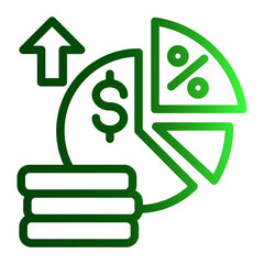 Revenue Growth Indicator Icon - Track Financial Gains (Outline Gradient Style)
