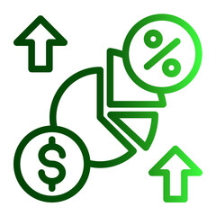 Financial Equity Growth Icon - Measure Profit Potential (Outline Gradient Style)