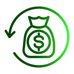 Profit Refund Icon - Financial Value Recovery (Outline Gradient Style)