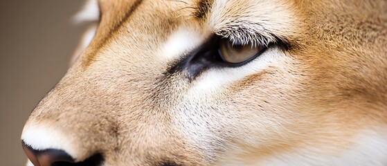 Close-up view of a cougar's face.