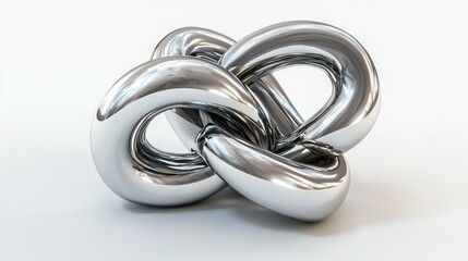 Fototapeta premium 3D render of a tangle knot modern sculpture on white background
