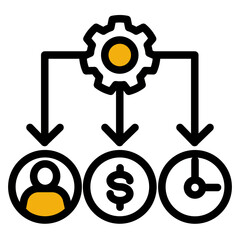 Efficient Distribution Icon - Optimize Asset Use (Outline Color Lineal Style)
