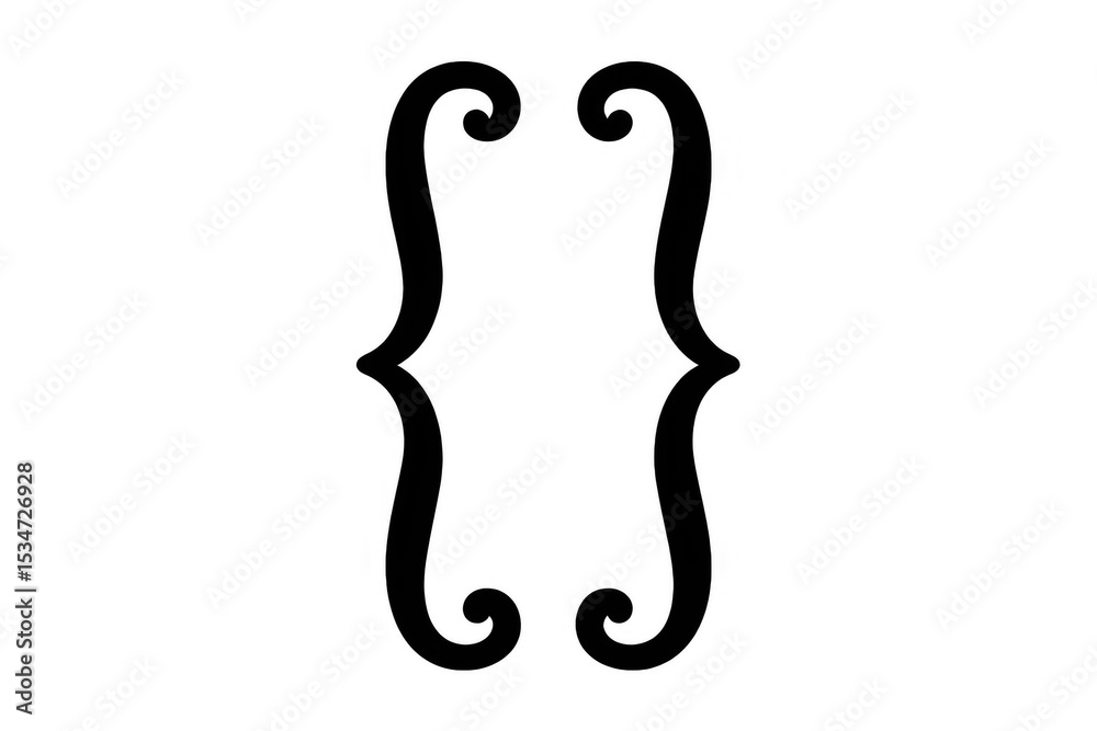 Poster black curly braces represent programming, coding, and software development on a transparent backgrou