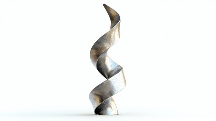 3D render of an abstract twisting tower sculpture on white background