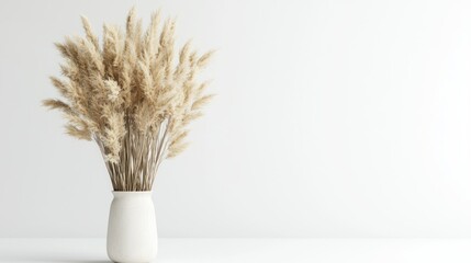 3D render of dried pampas grass in tall vase on white background