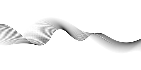 Abstract grey wave lines on transparent background. Grey wave swirl, frequency sound wave,twisted curve lines with blend effect. Technology,twisted curve lines with blend effect,