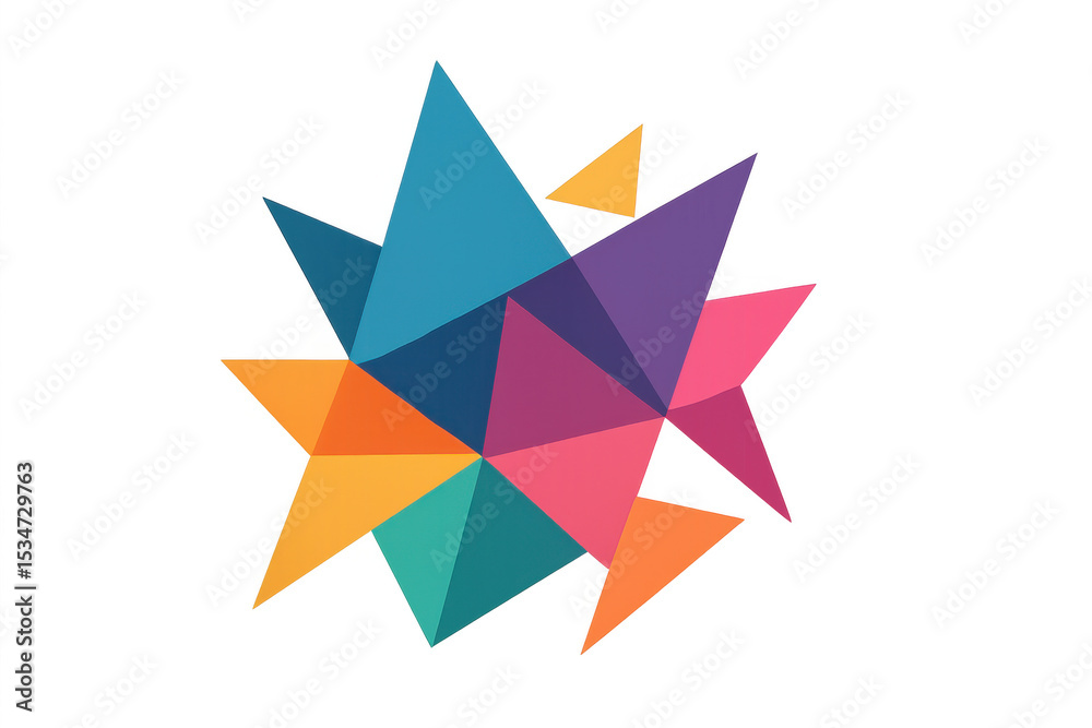 Aufkleber vibrant geometric pattern featuring overlapping translucent triangles forming dynamic abstract compo