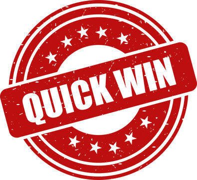 Quick win red stamp, Stamp round style