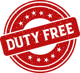 Duty free red stamp, Stamp round style
