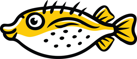 Detailed porcupinefish illustration on white background