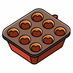 muffin pan vector illustration isolated on white, kitchen utensil, suitable for icon, graphic element, and others
