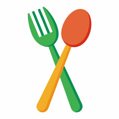 spoon and fork vector illustration isolated on white, kitchen utensil, suitable for icon, graphic element, and others