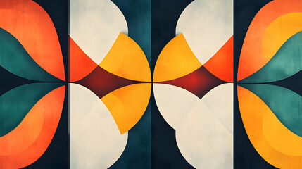 Fototapeta premium Abstract Geometric Shapes with Colorful Curves and Symmetry Design