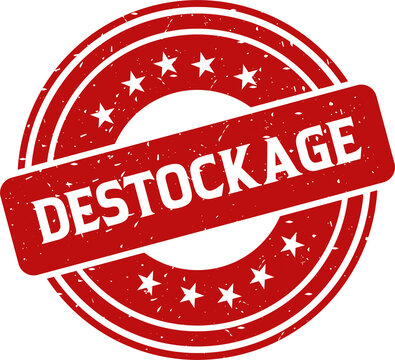 Destockage red stamp, Stamp round style
