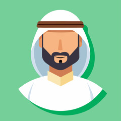 arabian man avatar colorful vector illustration, isolated on white background
