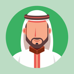 arabian man avatar colorful vector illustration, isolated on white background