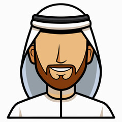 arabian man avatar colorful vector illustration, isolated on white background