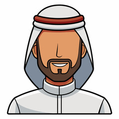 arabian man avatar colorful vector illustration, isolated on white background