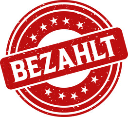 Bezahlt red stamp, Stamp round style