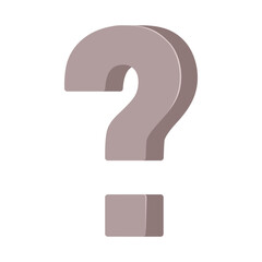 Grey question mark symbol representing confusion or uncertainty in 3D render