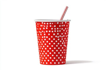 Polka dot cup with straw drink beverage