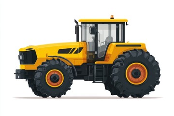 Obraz premium Yellow tractor agriculture farming vehicle illustration