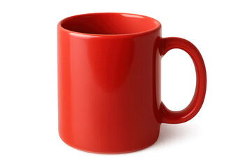 Classic red mug isolated on transparent background, perfect for showcasing designs or representing warm beverages