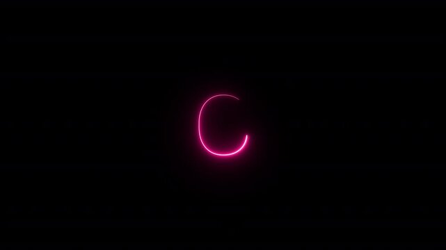   Animated Neon Text (A to Z) on black background Neon Letter C Animation on Black Background .Neon glowing sign letter c with alpha channel, neon alphabet and letters, neon light for banner A to Z