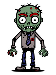 zombie cartoon character. isolated on white background